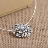 Vintage 925 Silver Flower Pendant Solid Thai Silver for Women Men