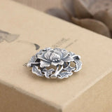 Vintage 925 Silver Flower Pendant Solid Thai Silver for Women Men