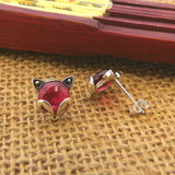 925 Silver Fox Agate Earrings Pure S925 Sterling Silver Stud Earring