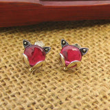 925 Silver Fox Agate Earrings Pure S925 Sterling Silver Stud Earring