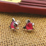 925 Silver Fox Agate Earrings Pure S925 Sterling Silver Stud Earring