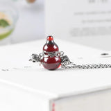 925 Silver Gourd Pendant Red Zircon