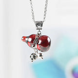 925 Silver Gourd Pendant Red Zircon