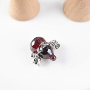 925 Silver Gourd Pendant Red Zircon