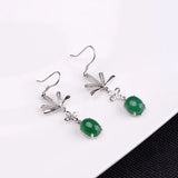 925 Silver Green Chalcedony Earrings S925 Sterling Silver Drop Earring