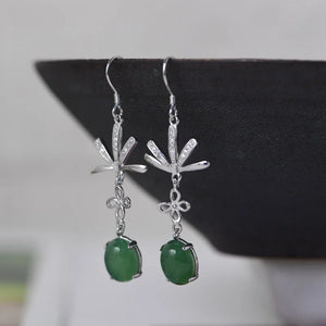 925 Silver Green Chalcedony Earrings S925 Sterling Silver Drop Earring