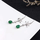 925 Silver Green Chalcedony Earrings S925 Sterling Silver Drop Earring