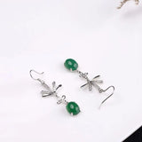 925 Silver Green Chalcedony Earrings S925 Sterling Silver Drop Earring