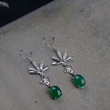 925 Silver Green Chalcedony Earrings S925 Sterling Silver Drop Earring