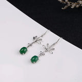 925 Silver Green Chalcedony Earrings S925 Sterling Silver Drop Earring