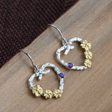 925 Silver Heart Earrings S925 Sterling Silver Yellow Flower Zircon Drop Earring