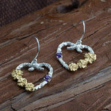 925 Silver Heart Earrings S925 Sterling Silver Yellow Flower Zircon Drop Earring