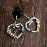 925 Silver Heart Earrings S925 Sterling Silver Yellow Flower Zircon Drop Earring