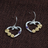 925 Silver Heart Earrings S925 Sterling Silver Yellow Flower Zircon Drop Earring