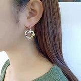 925 Silver Heart Earrings S925 Sterling Silver Yellow Flower Zircon Drop Earring