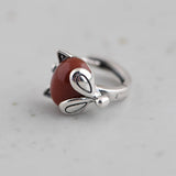 925 Silver Fox Red Agate Hoop Earrings for Women