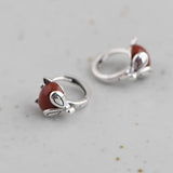 925 Silver Fox Red Agate Hoop Earrings for Women
