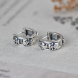 925 Silver Hoop Earrings Women Jewelry Sterling Silver Punk Skull