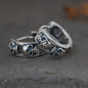 925 Silver Hoop Earrings Women Jewelry Sterling Silver Punk Skull