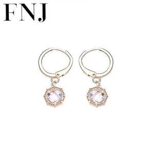 925 Silver Hoop Earrings for Women Jewelry Flower Cubic Zircon