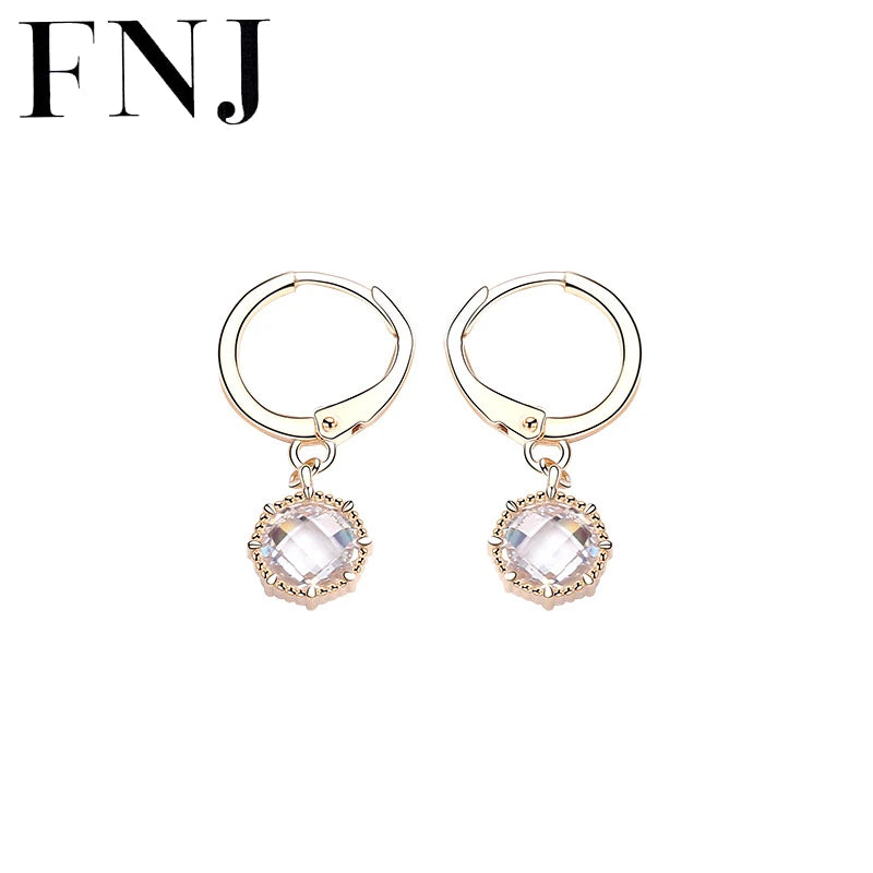 925 Silver Hoop Earrings for Women Jewelry Flower Cubic Zircon