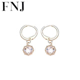 925 Silver Hoop Earrings for Women Jewelry Flower Cubic Zircon