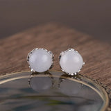 925 Silver Jade Ball Earrings Women Original S925 Sterling Silver Stud Earring