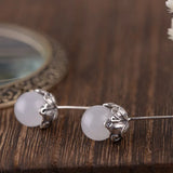 925 Silver Jade Ball Earrings Women Original S925 Sterling Silver Stud Earring