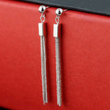 925 Silver Long Tassel Earrings for Women Jewelry