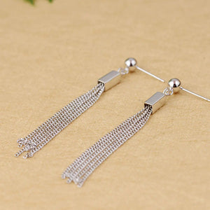 925 Silver Long Tassel Earrings for Women Jewelry