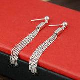 925 Silver Long Tassel Earrings for Women Jewelry