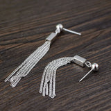 925 Silver Long Tassel Earrings for Women Jewelry
