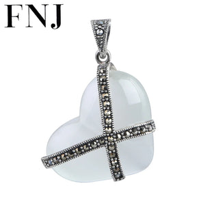 925 Silver MARCASITE Heart Pendant Women Opal