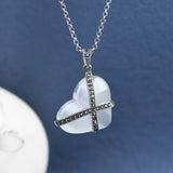 925 Silver MARCASITE Heart Pendant Women Opal