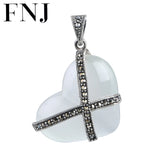 925 Silver MARCASITE Heart Pendant Women Opal