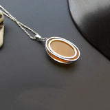 925 Silver Oval Pendant with Yellow Stone