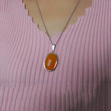 925 Silver Oval Pendant with Yellow Stone
