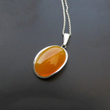 925 Silver Oval Pendant with Yellow Stone
