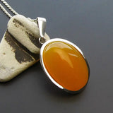 925 Silver Oval Pendant with Yellow Stone
