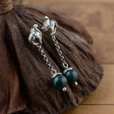 925 Silver Peacock Earrings Malachite Drop Earrings S925 Sterling Silver