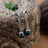 925 Silver Peacock Earrings Malachite Drop Earrings S925 Sterling Silver