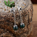 925 Silver Peacock Earrings Malachite Drop Earrings S925 Sterling Silver
