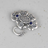 925 Silver Pendant Flower Fan S925 Silver Pendants Women Natural Lapis Red Agate