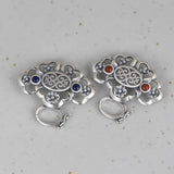 925 Silver Pendant Flower Fan S925 Silver Pendants Women Natural Lapis Red Agate
