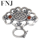 925 Silver Pendant Flower Fan S925 Silver Pendants Women Natural Lapis Red Agate