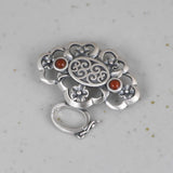 925 Silver Pendant Flower Fan S925 Silver Pendants Women Natural Lapis Red Agate