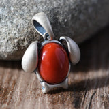 925 Silver Pendant Matte Butterfly Red Agate