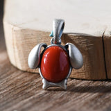 925 Silver Pendant Matte Butterfly Red Agate