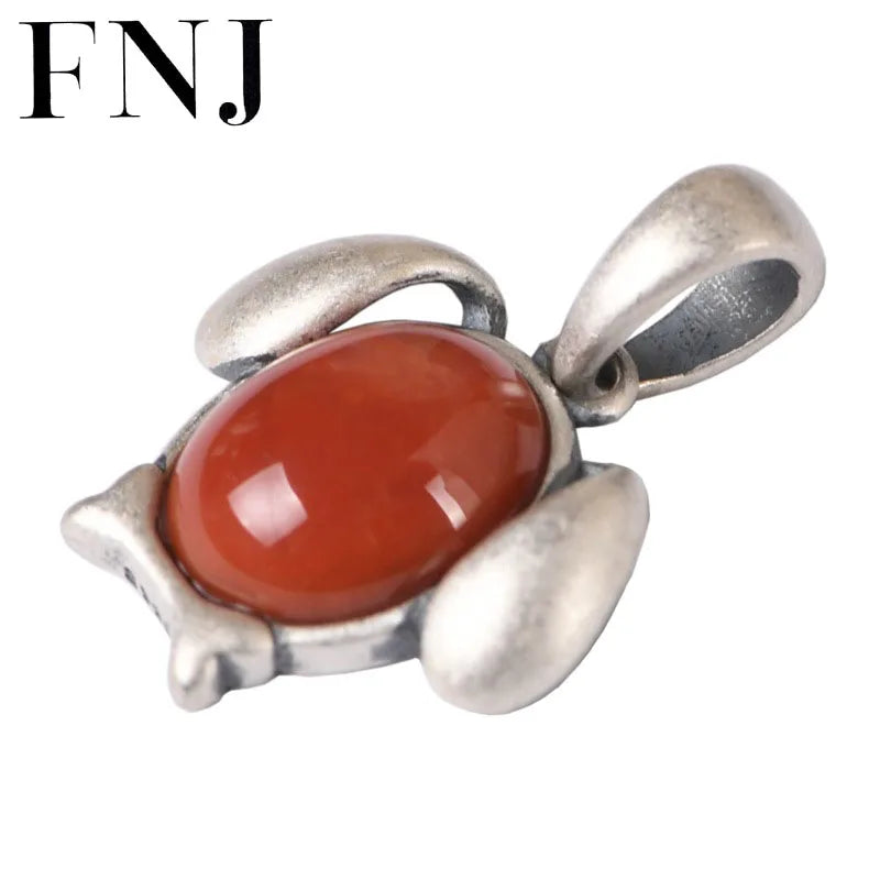 925 Silver Pendant Matte Butterfly Red Agate