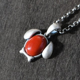 925 Silver Pendant Matte Butterfly Red Agate